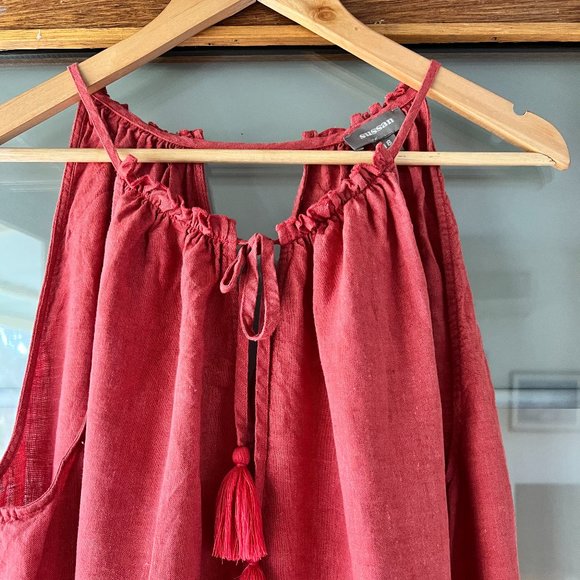 Sussan Sz 18 Colour Terracotta /Rust Relaxed 100% Linen Dress - Picture 3 of 11